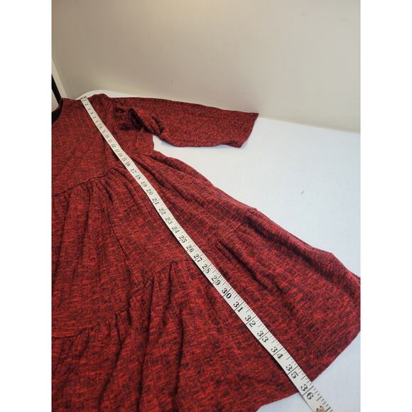 Torrid Red Mini Brushed Rib Tiered Long Sleeve Skater Dress Women's Plus Size 4 - Picture 5 of 16
